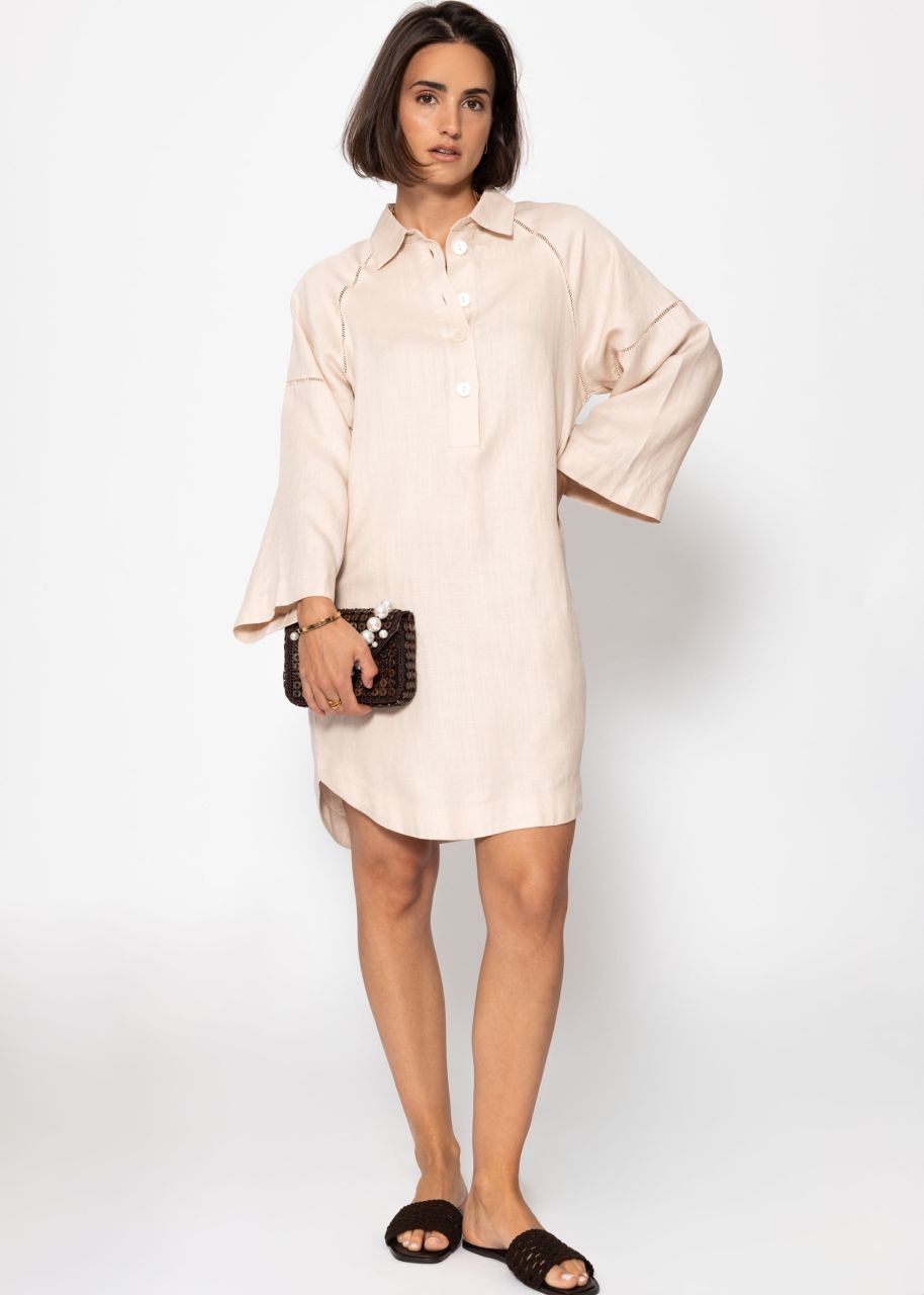 Leinen Kleid mit Knopfleiste - creme