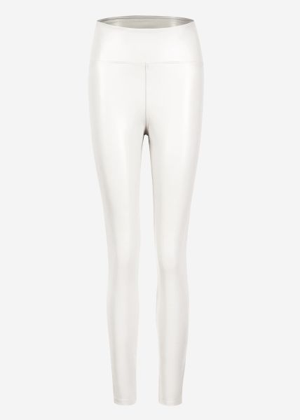 High-Rise Thermo Lederleggings mit breitem Bund - dunkelbraun