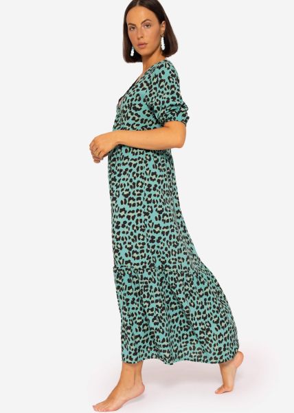 Maxi Kleid mit Leo-Print, grün