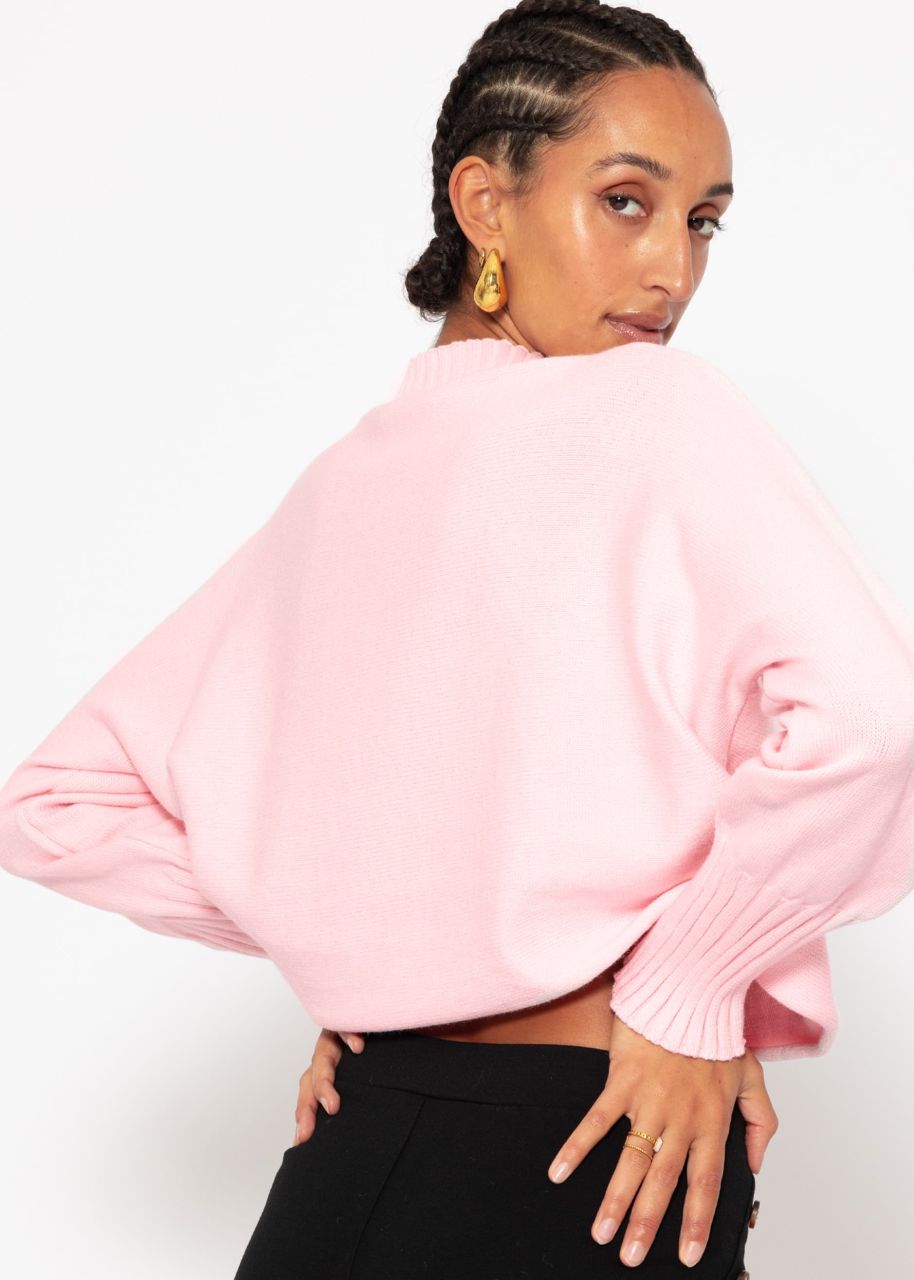 Lässiger Crop Pullover - rosa