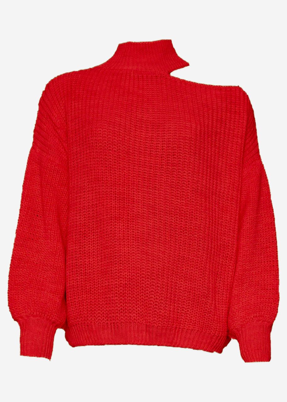 Oversize Cut-Out Pullover - rot