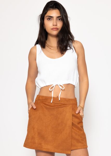 Musselin Top mit Zugband - weiß