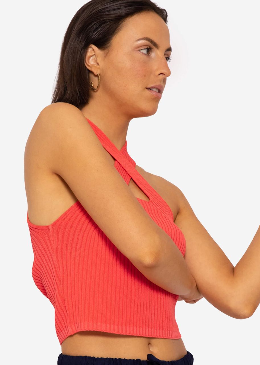 Halterneck Strick Top, koralle