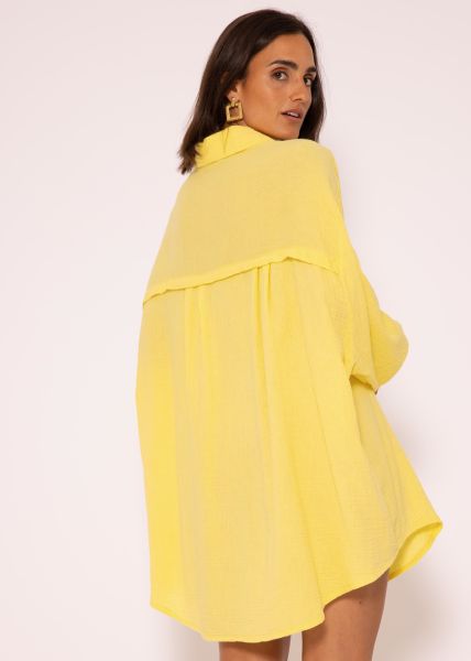 Musselin Bluse oversize, gelb