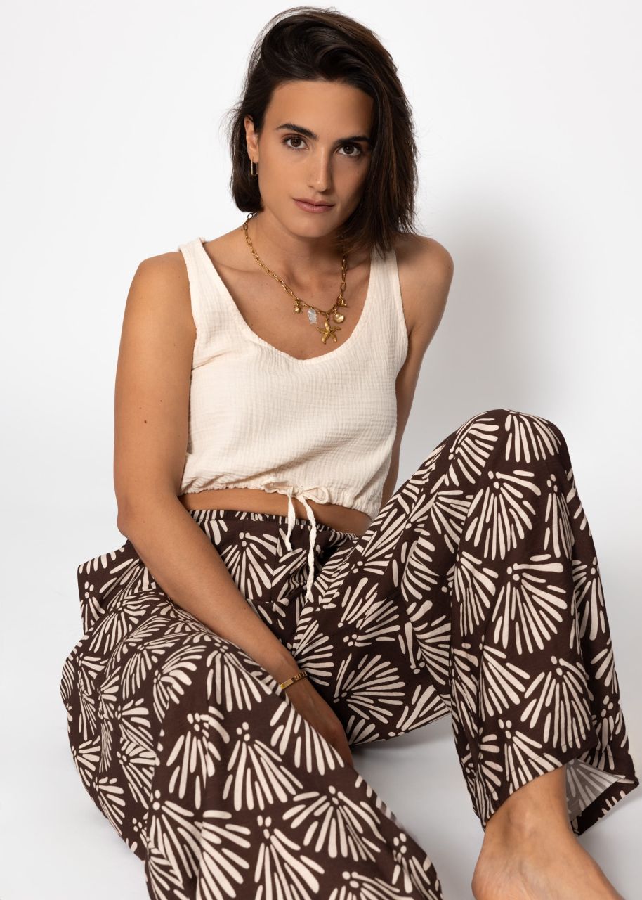 Schlupfhose mit Muschel-Print - braun