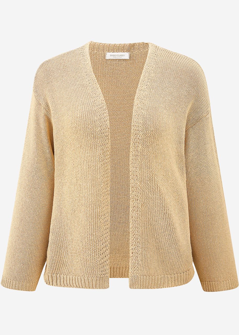 Baumwoll Cardigan mit weiten Ärmeln - beige