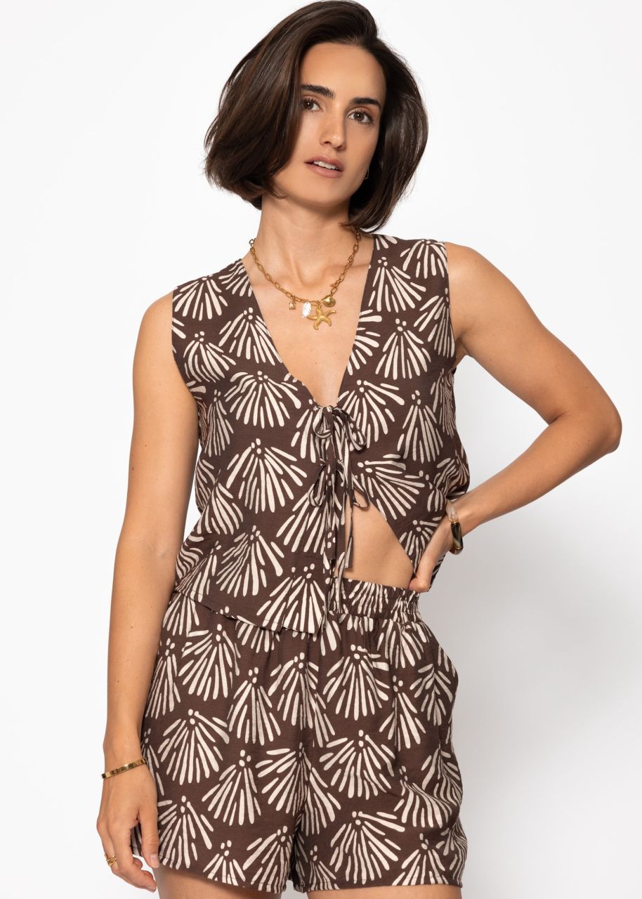 Shorts mit Muschel-Print - braun