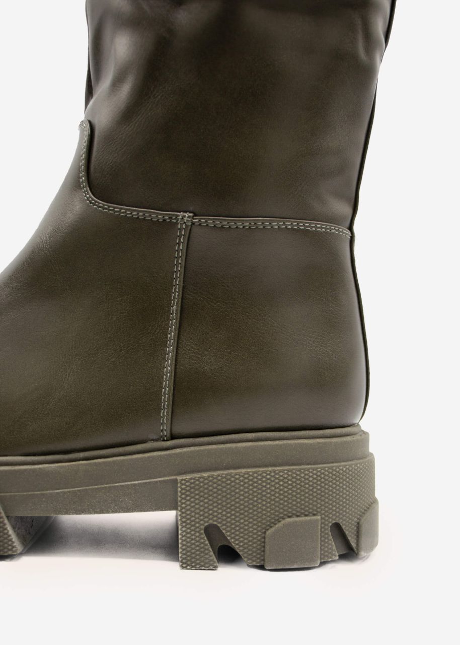 Plateau Boots mit grober Sohle, khaki