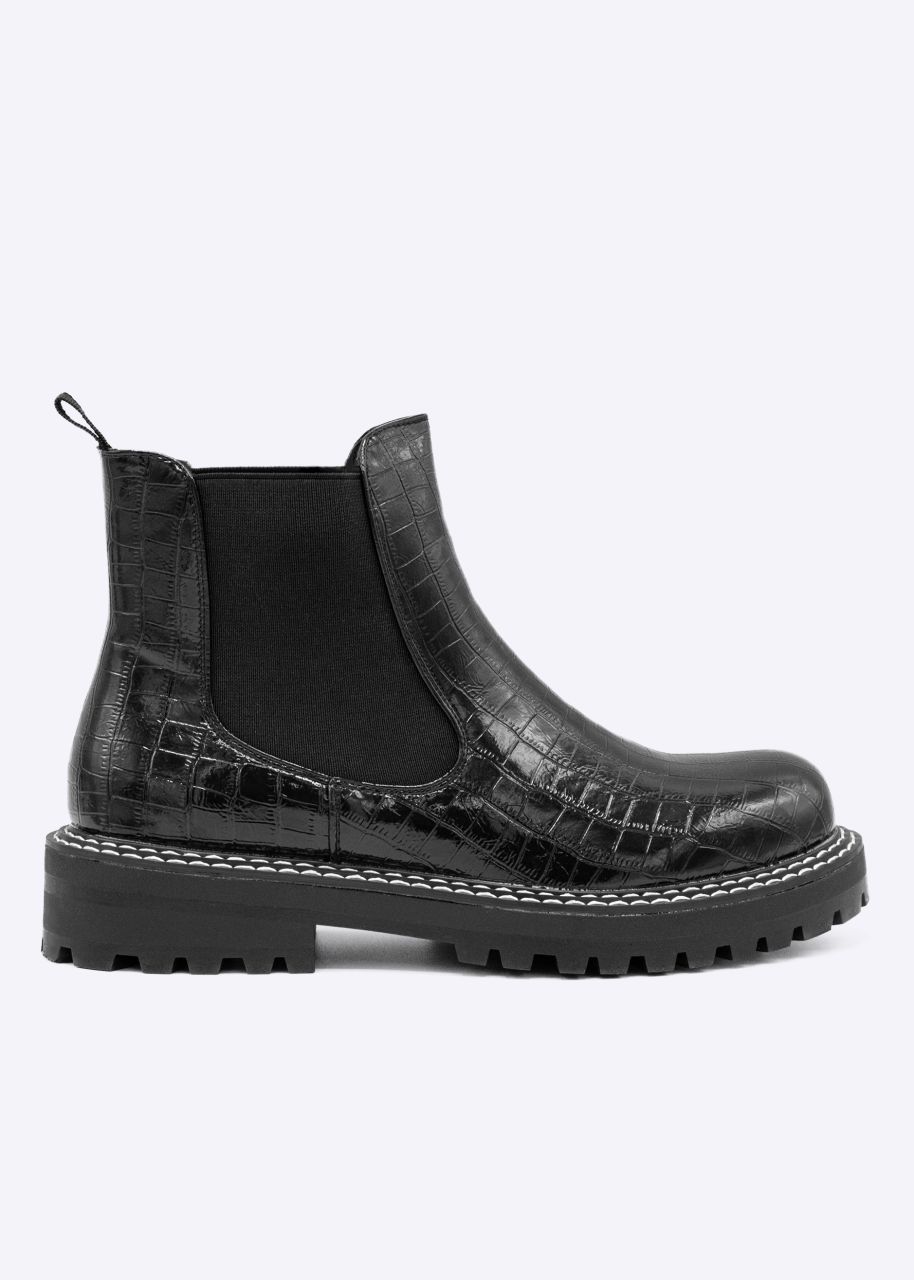 Kroko-Chelsea-Boots, schwarz