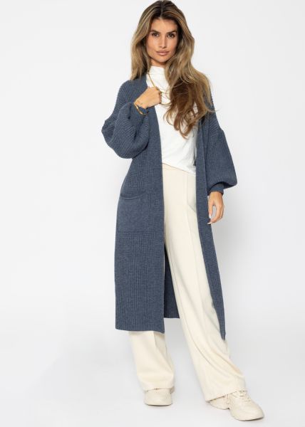 Langer super soft Cardigan mit Taschen - jeansblau