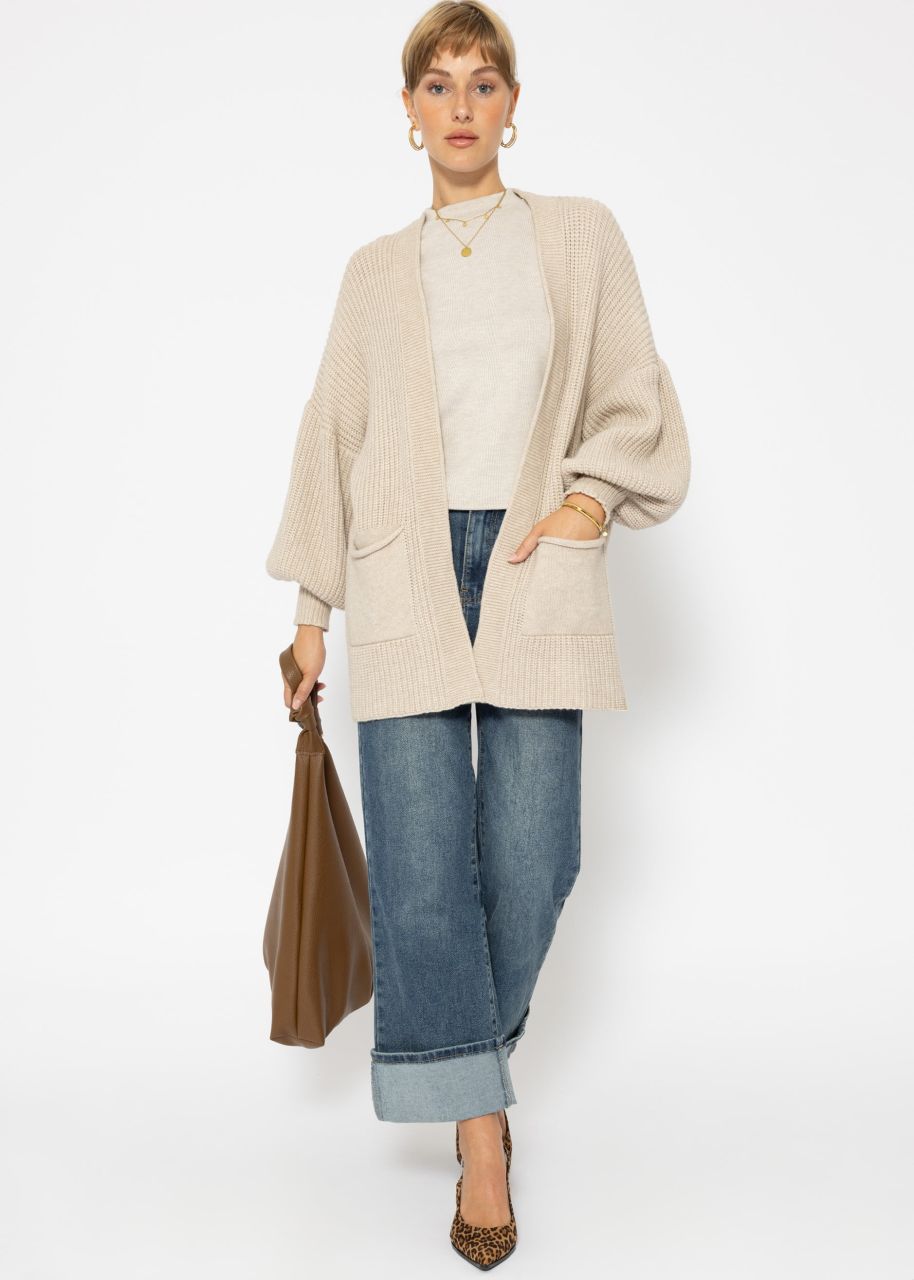 Strick Cardigan mit Taschen - beige