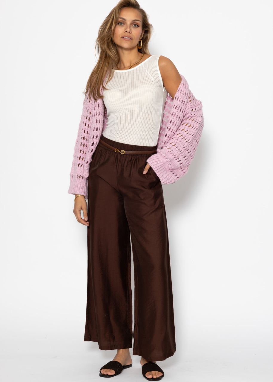 Glänzende Stoffhose mit geradem Bein - braun