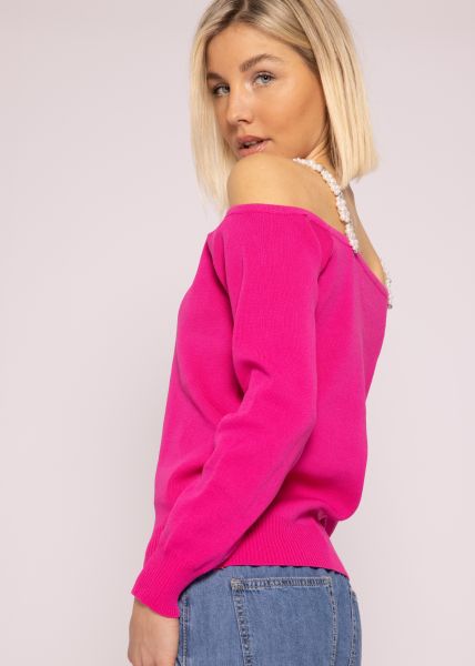 Pullover mit Schmuckträger, pink