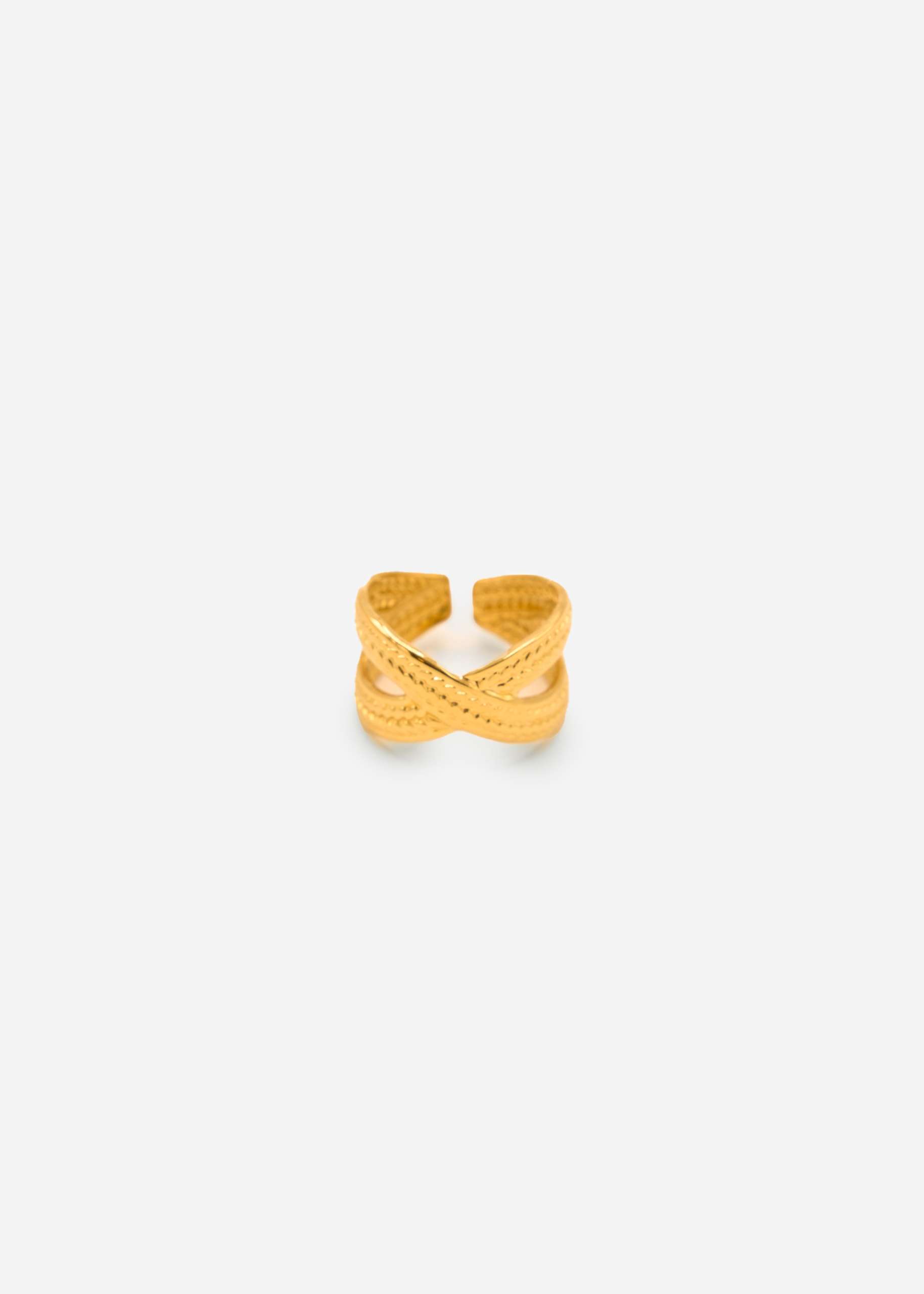 Überkreuzter Ring mit Textur - gold