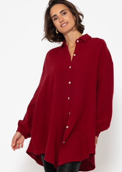 Musselin Bluse oversize, dunkelrot