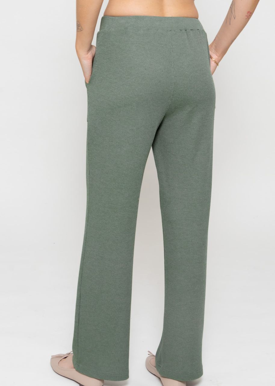 Casual Pants in Waffelpiqué - grün
