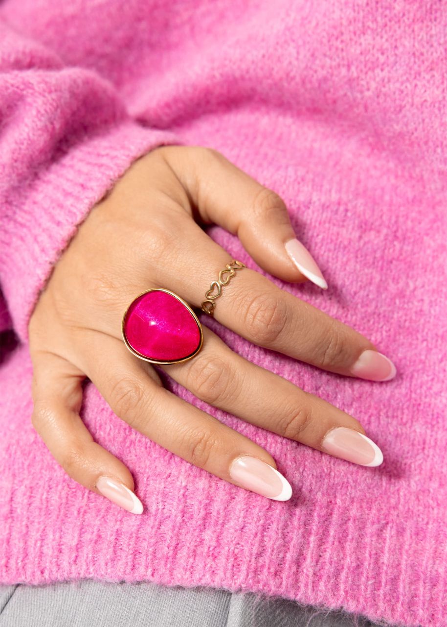 Ring mit pinkem Schmuckstein - gold