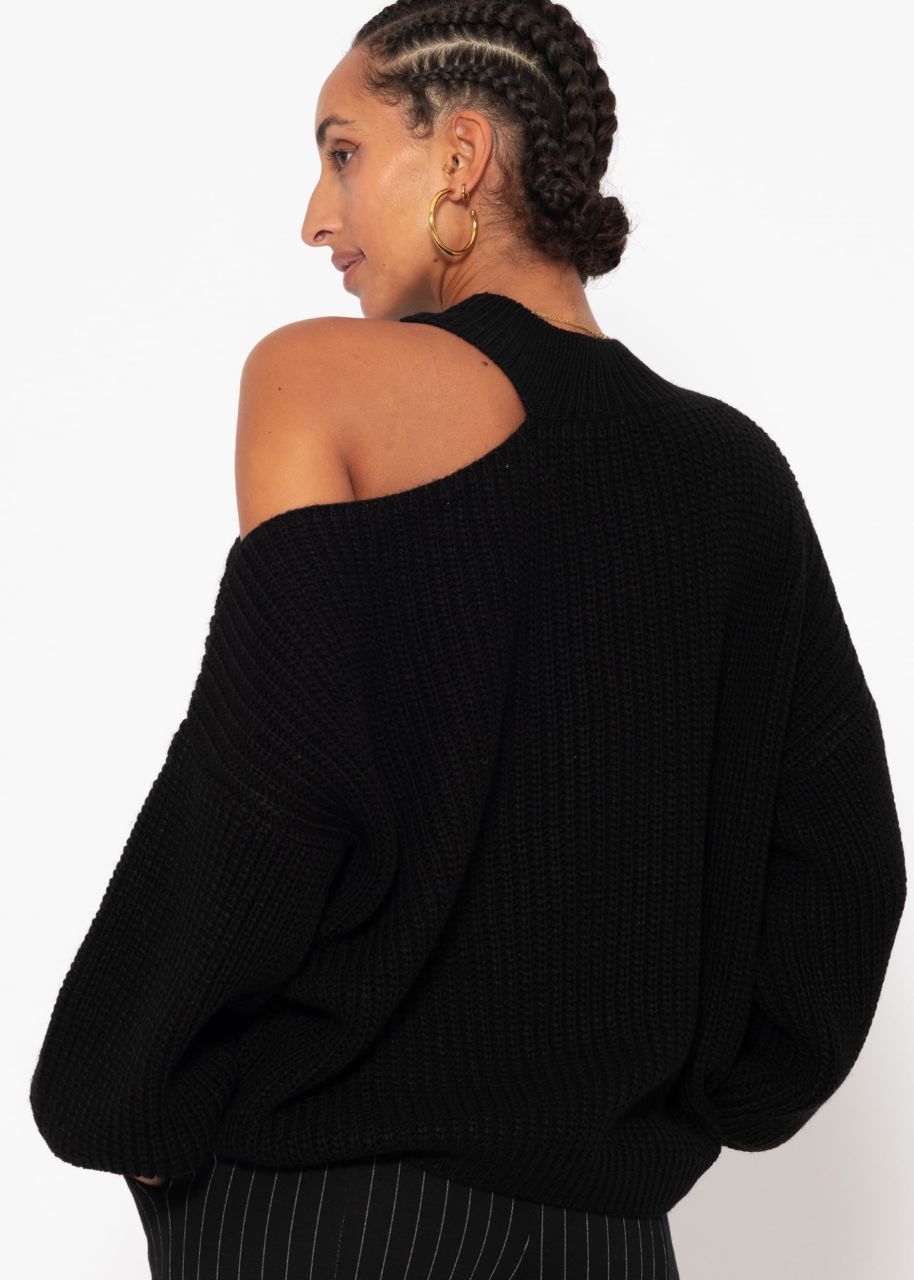 Oversize Cut-Out Pullover - schwarz