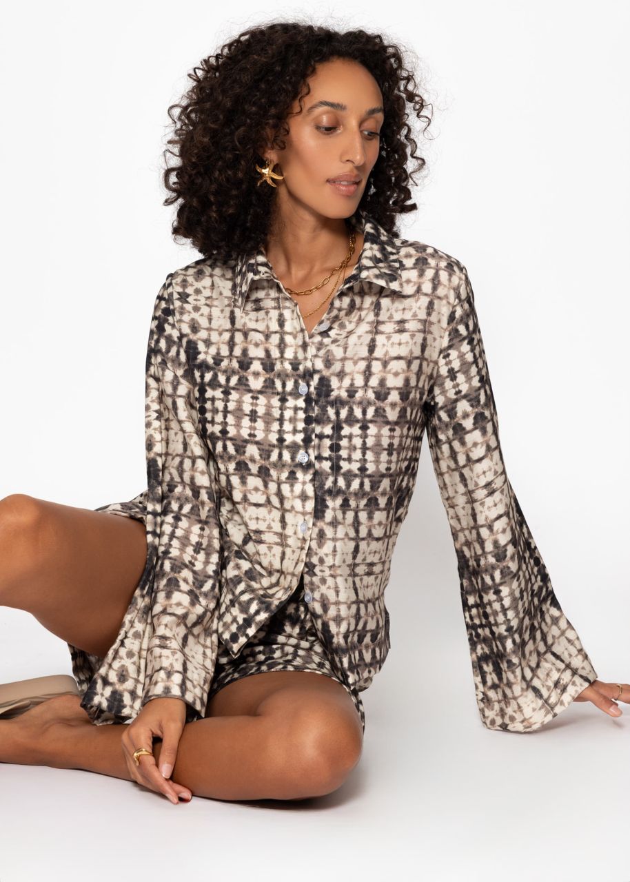 Viskose Bluse mit Print - taupe