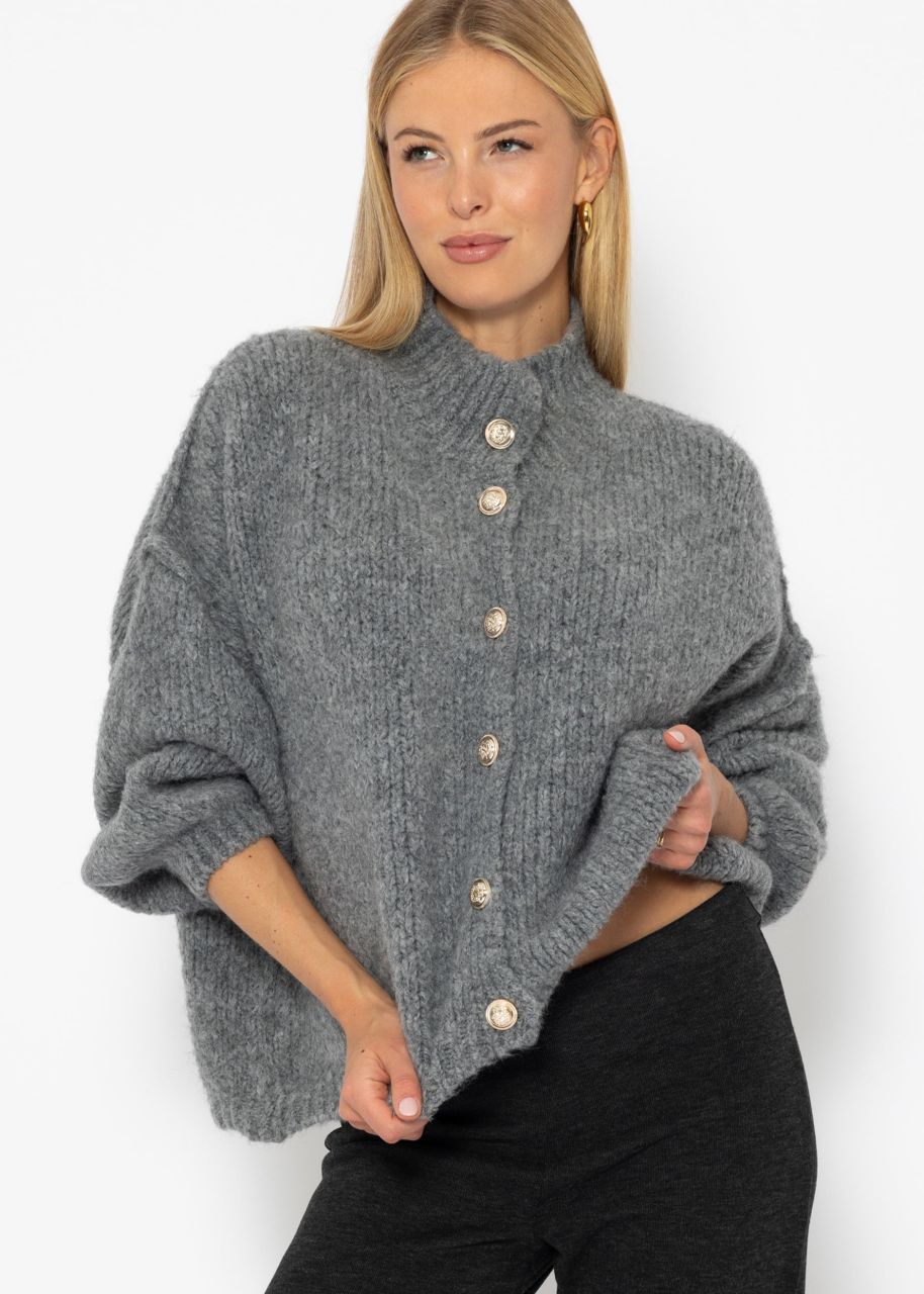 Jessica Haller Kuscheliger Oversize Cardigan mit Knöpfen - grau