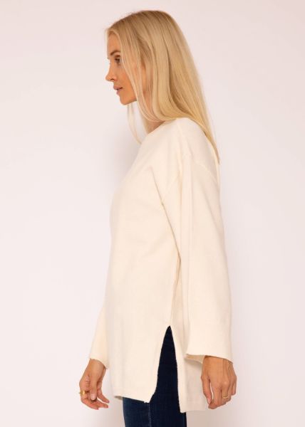 Oversize Pullover mit Seitenschlitzen - offwhite
