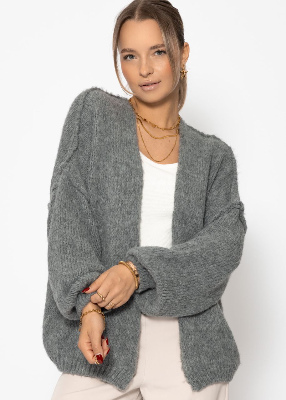 Lässiger Cardigan mit Außennähten - dunkelgrau