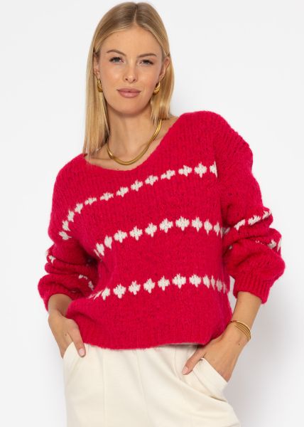 Pullover mit Fantasie-Streifenmuster - pink