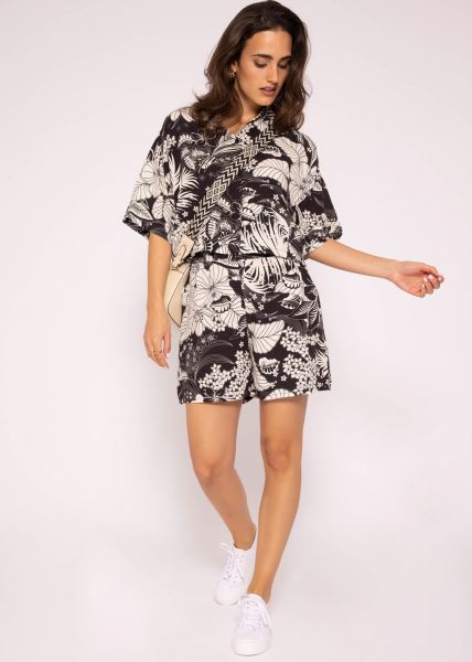 Shorts mit Print, schwarz