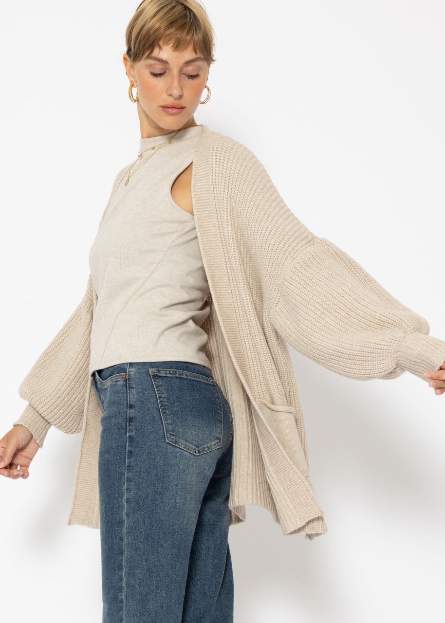 Strick Cardigan mit Taschen - beige