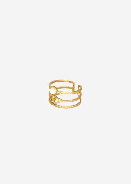 Dreigliedriger Ring mit Jadestein, gold