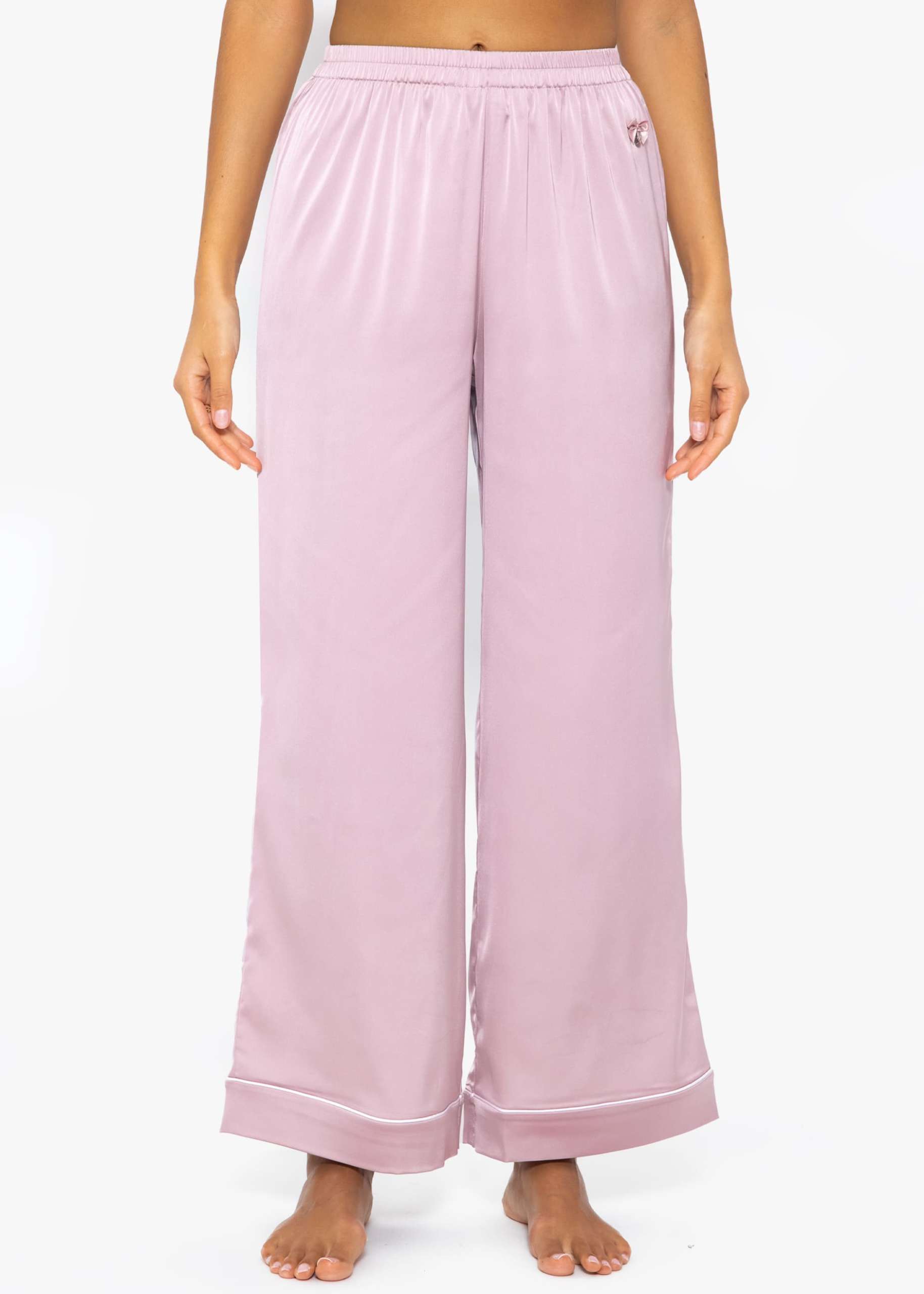 Satin Pants mit Paspel - rosa