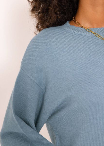 Oversize Kleid in Strick - jeansblau