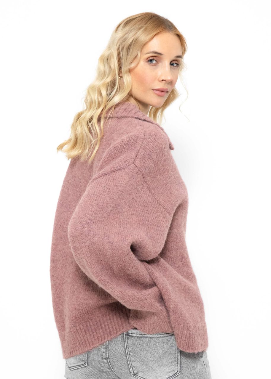 Oversize Pullover mit Kragen - mauve