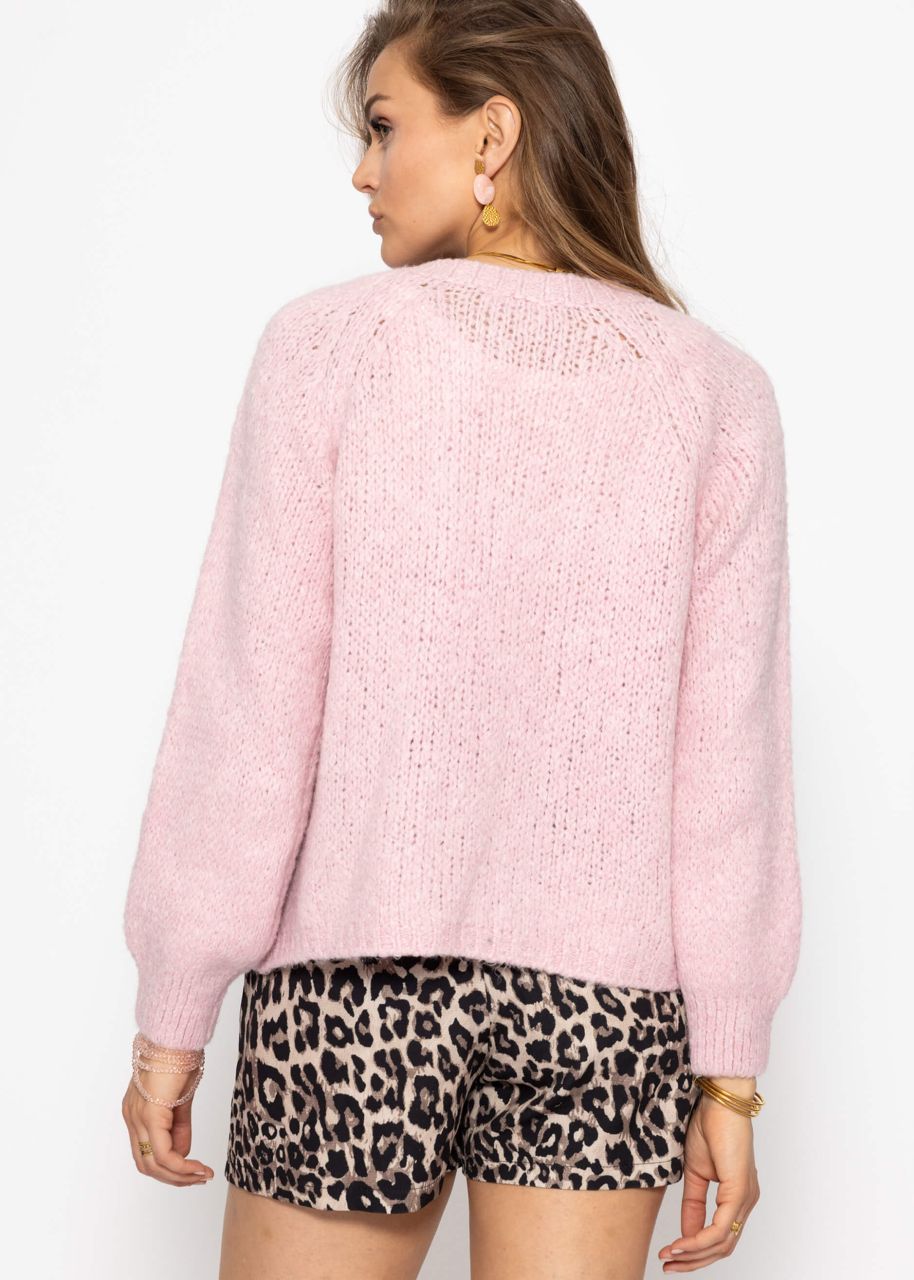 Strickjacke mit Schleifenverschluss - rosa