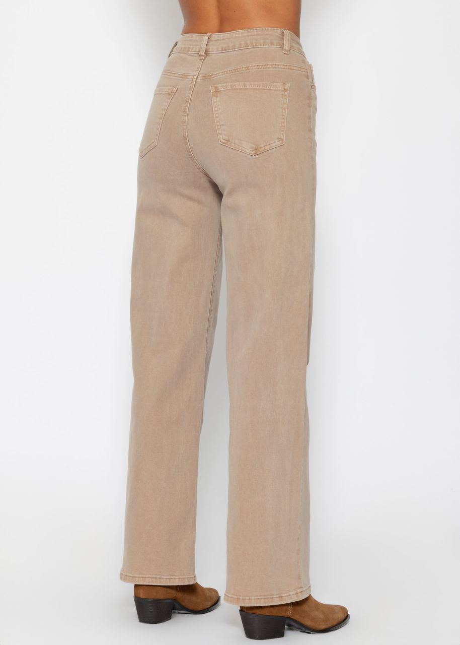 Jeans mit weitem Bein - taupe