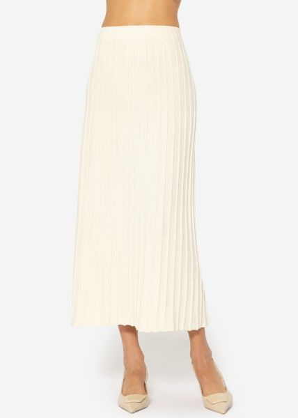 Plissierter Maxi Strick-Rock - offwhite