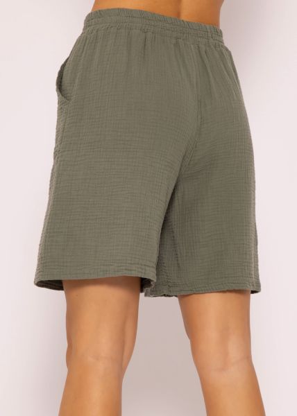Musselin Bermuda-Shorts, khaki