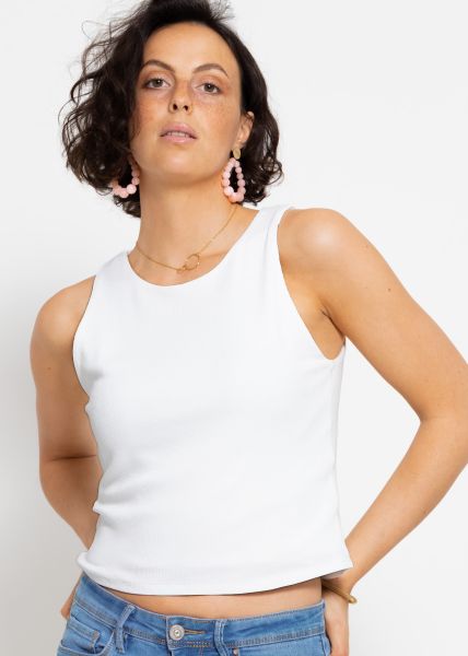 Doppellagiges, geripptes Tank Top - offwhite