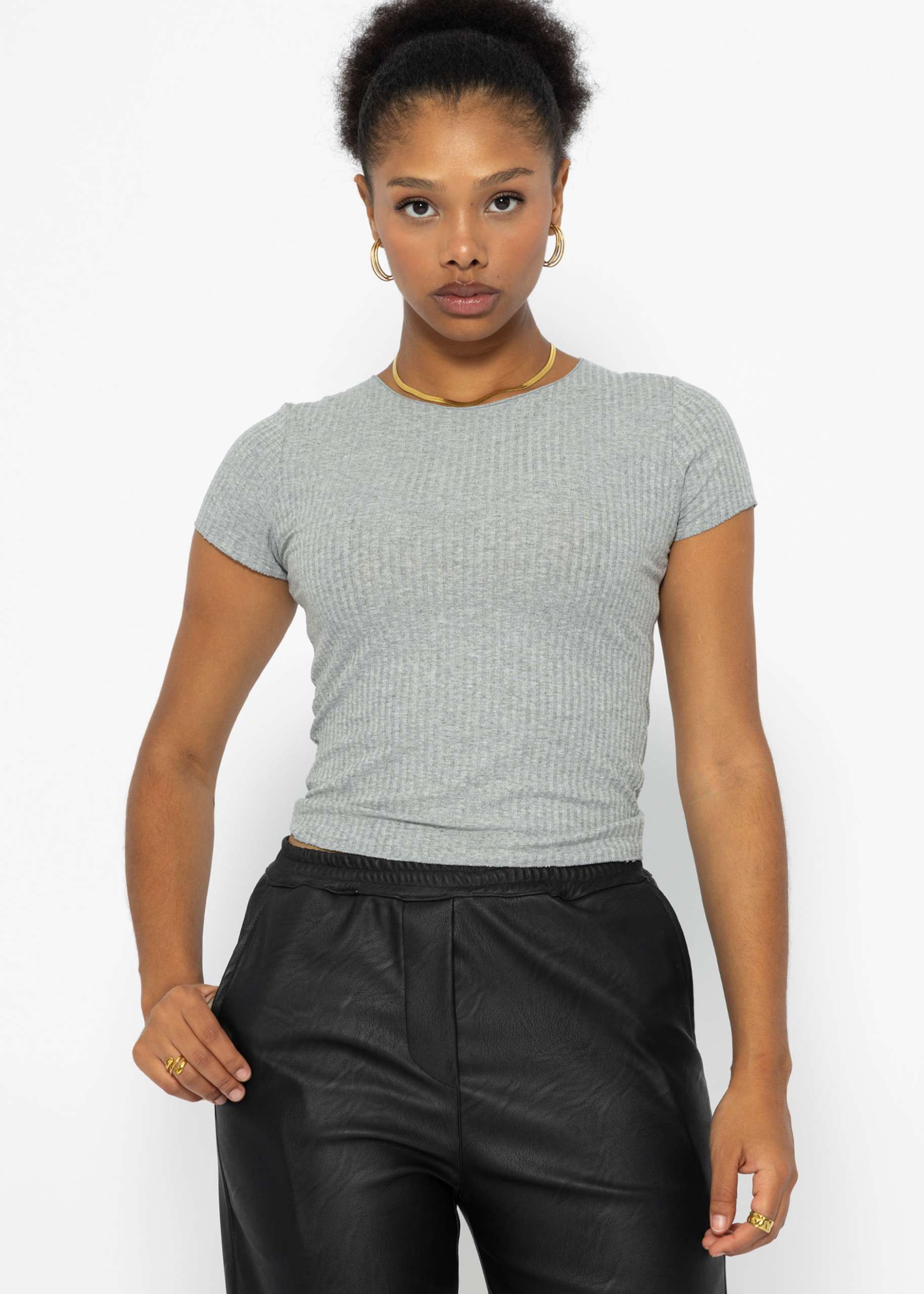 Crop-Shirt, grau