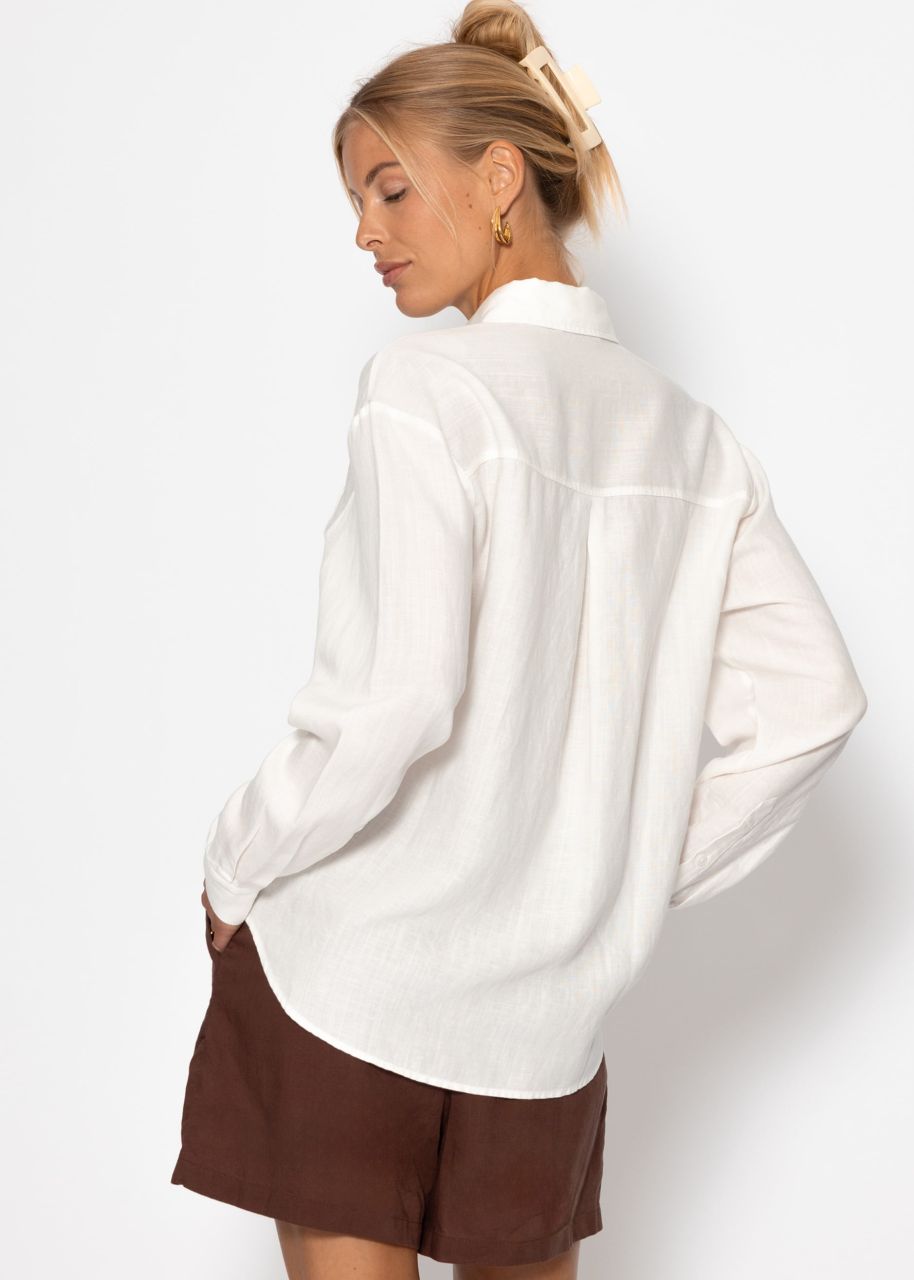 Leinen Hemdbluse - weiß