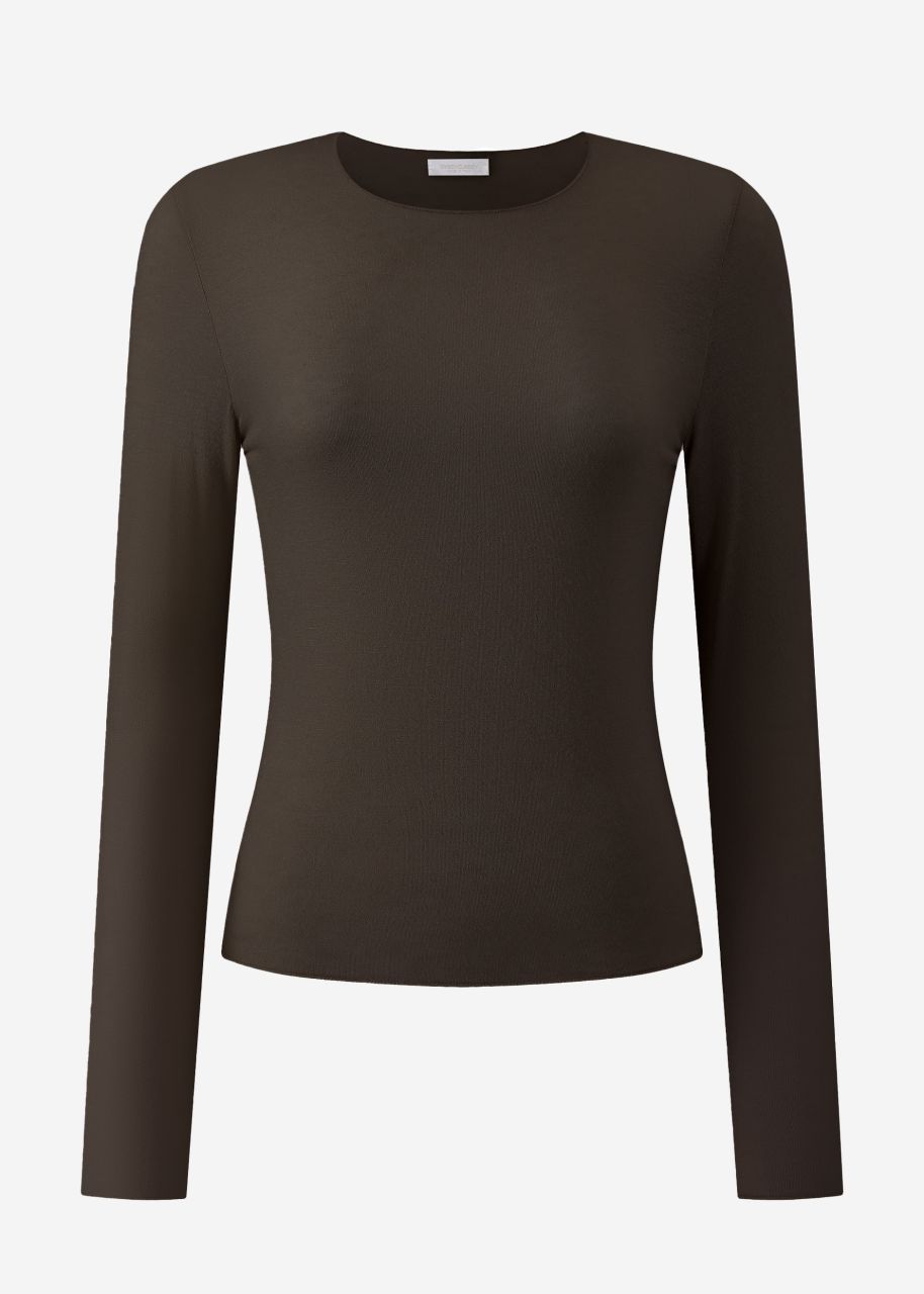 Leicht transparentes Langarmshirt - dunkelbraun
