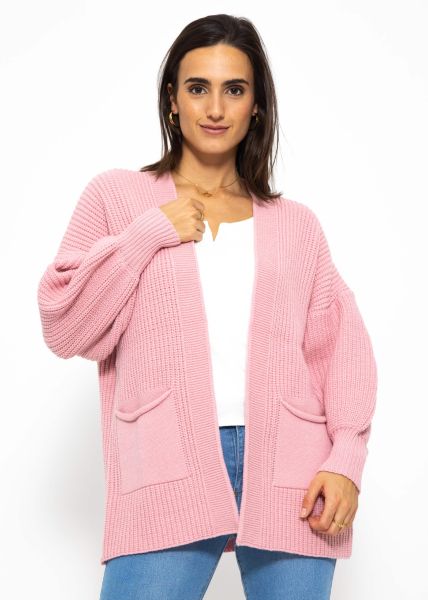 Soft Strick Cardigan mit Taschen - rosa