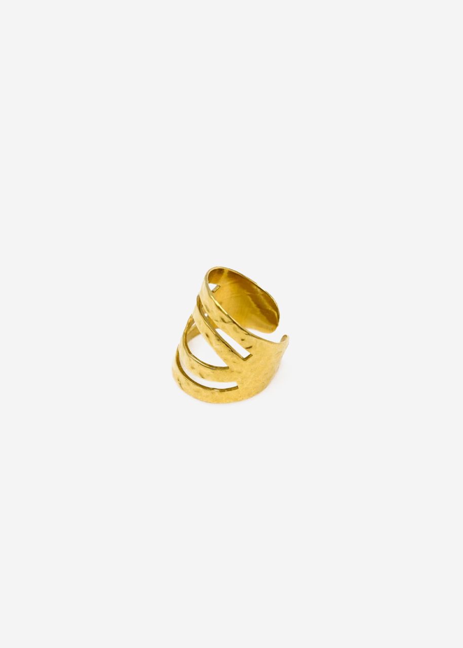 Breiter, gehämmerter Ring, gold
