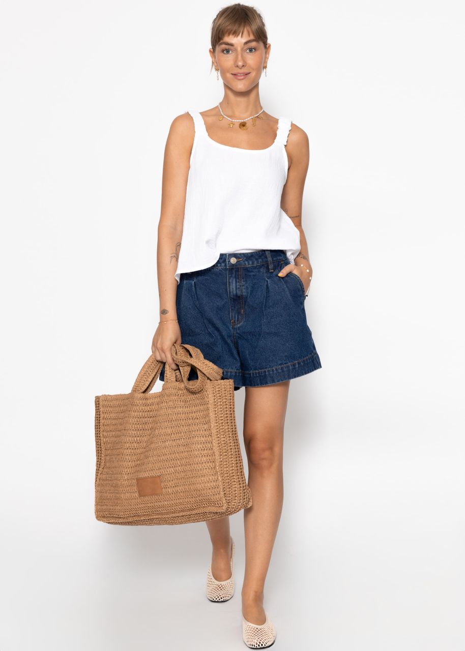 High Waist Jeans Shorts - dunkelblau