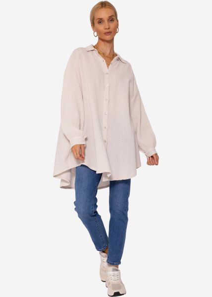 Musselin Bluse oversize, hellbeige