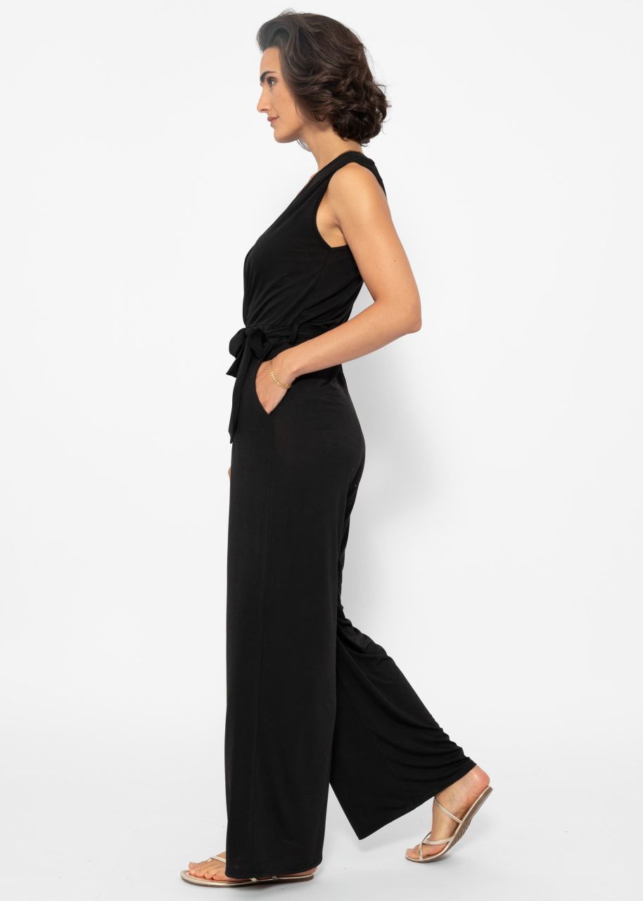 Fließender Jersey Jumpsuit - schwarz