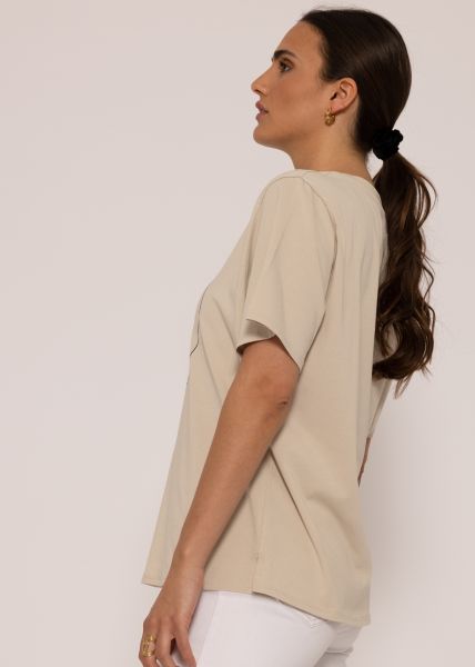 Boyfriend-Shirt mit Print, beige