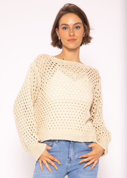 U-Boot Pullover in Ajourstrick, beige