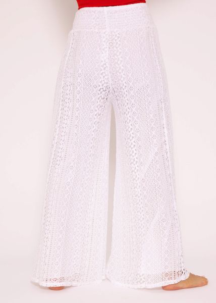 Schlupfhose in Spitzenjersey, weiß