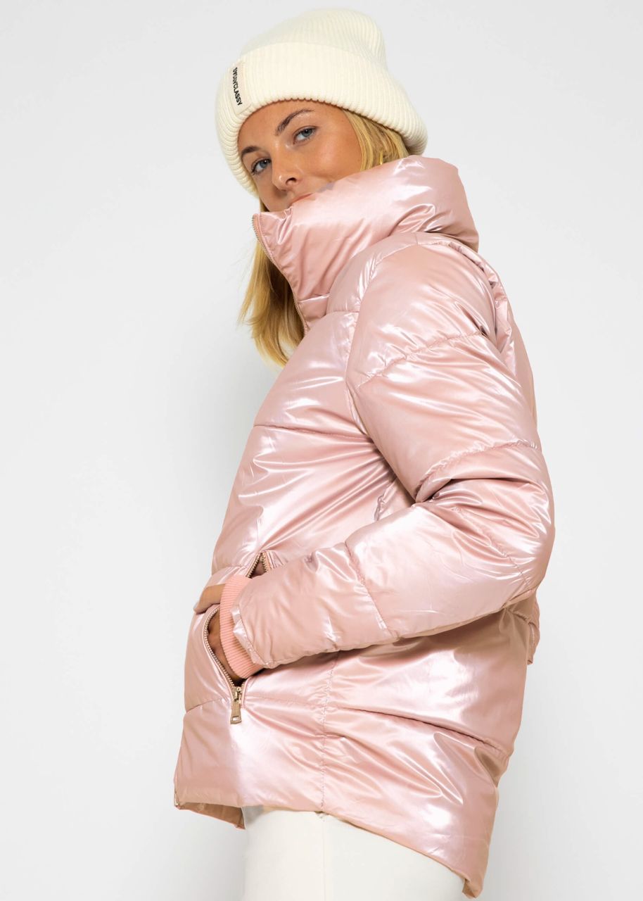 Pufferjacke mit Stehkragen - rosa